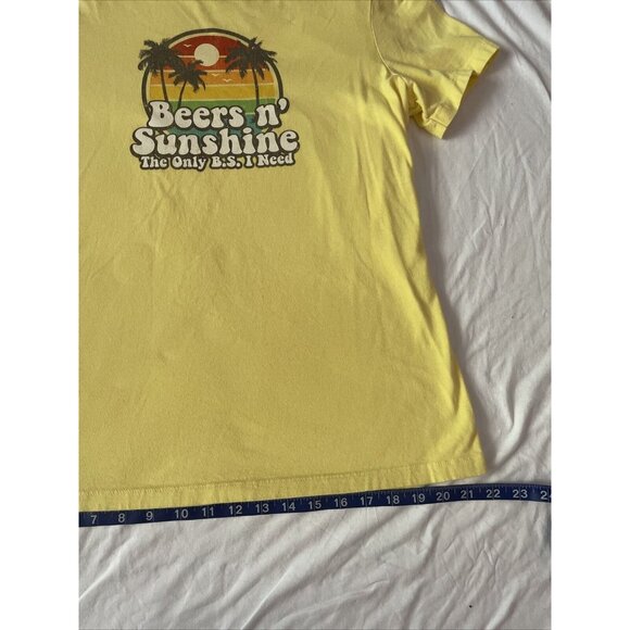 Bella + Canvas Yellow Graphic Tee "Beers N Sunshine The Only B.S. I Need" Airlum - Picture 3 of 11